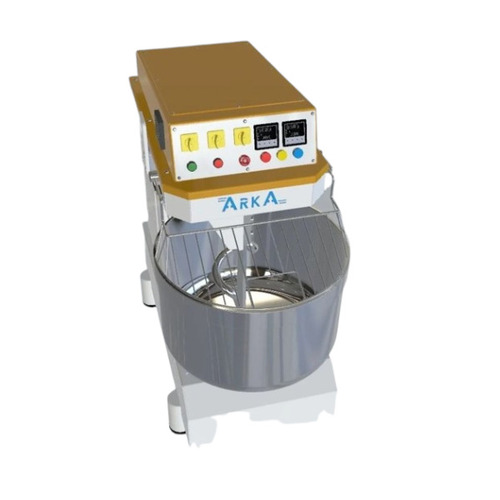 Double Speed Spiral Dough Mixer - Stainless Steel, 220 Litre, Silver-Yellow-White | Semi Automatic, Electric, 220V