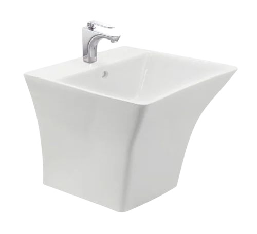 Hindware Aspiro Wash Basin - Ceramic, Standard Size, White | Designer Pattern, Fine Finished, Durable, Deck Mounted Washdown