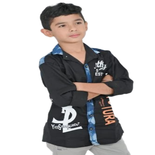 Boys Black Printed Shirt