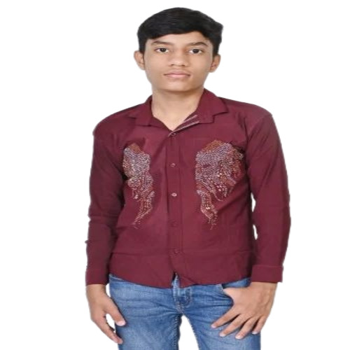 Boys Red Printed Shirt