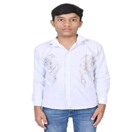 Boys White Printed Shirt