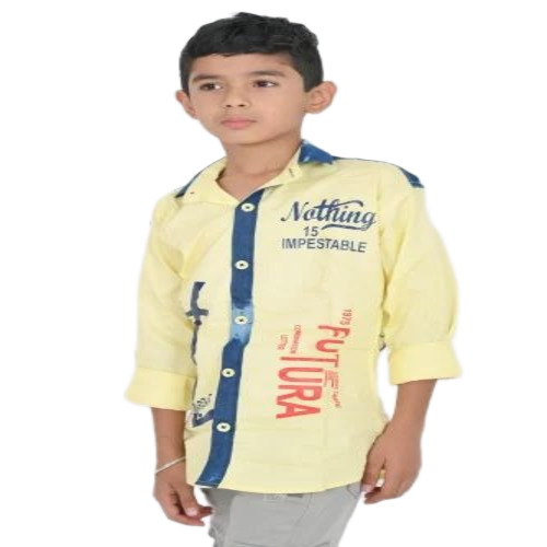 Boys Yellow Printed Shirt - Cotton, Multicolor, Full Sleeves, Summer | Breathable, Quick Dry, Soft, Washable, No Fade