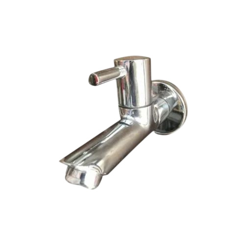 Brass Water Tap - Brass, Standard Size, Silver | Glossy Finish, High Flow Rate, Wall Mounted, Durable