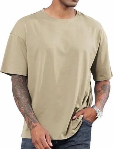 Men Fashion Oversized T Shirts - Cotton, Regular Fit, Brown, Half Sleeves | Soft, Breathable, Quick Dry