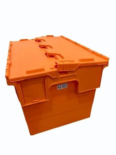 Plastic Totes Foldable Crate - Plastic, Standard Size, Orange | Eco Friendly, Durable, Water Resistant Storage