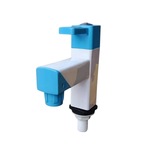 Ptmt Water Tap - Standard Size, White, PTMT Material | Glossy Finish, High Flow Rate, Deck Mounted, Durable