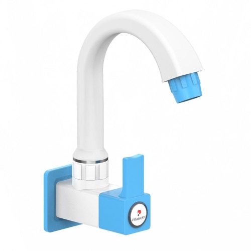 Square Sink Cock Faucet - PTMT, Customized Size, White | Durable, Wall Mounted, High Flow Rate, Glossy Finish