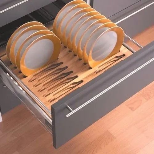 Wooden Gray Plate Basket 