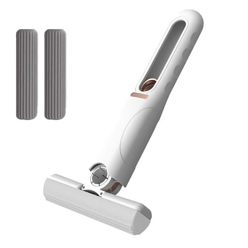 Z Portable Mini Mop - Plastic/Metal, White | Lightweight, Compact, Quick Drying, Durable, Soft Mop Head, Multi-Surface Use