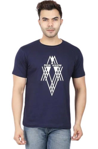 160 Gsm Cotton Half Sleeves T Shirt - Navy Blue, Regular Fit, O-Neck | Lightweight, Quick Dry, Comfortable Fit