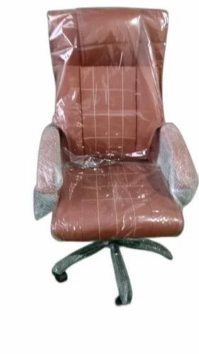 Boss Office Chair - Leather Seat, Stainless Steel Legs, Brown, Adjustable Height, 5 Wheels, Rotatable | Modern, Durable, Eco-Friendly