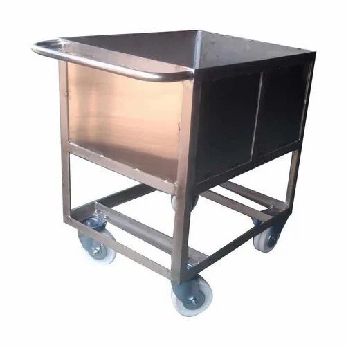 Catering Dustbin With Wheel - Stainless Steel, Standard Size, Silver | Rust Proof, Durable, Short Handle