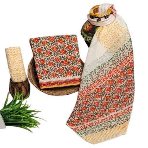 Cotton Printed Fabric - Mix Cotton, 39 Inches, Multicolor | Shrink-Resistant, Hand Block Design, Matt Finish