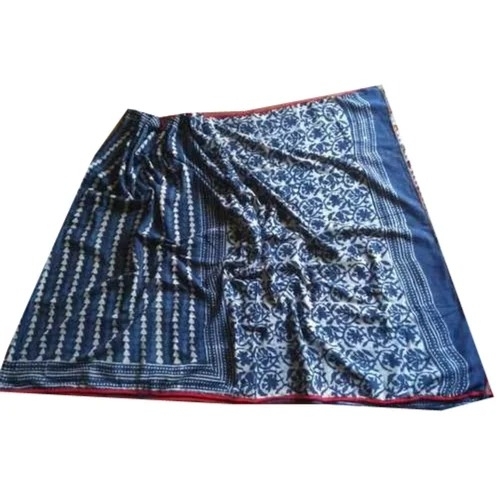 Dabu print cotton with Pom pom lace