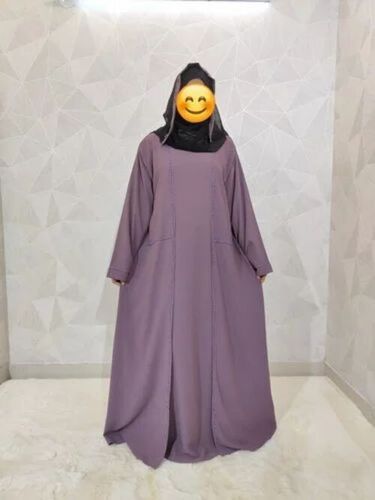 Delicate Shrug Handwork Ladies Abaya - Cotton, All Size, Gray | Anti Wrinkle, Skin Friendly, Comfortable, Washable