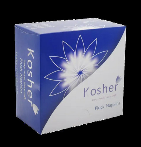 Kosher Pluck Napkins (12x12 Cm) 2 Ply - Packet Packaging, White, Eco Friendly | Hotel Use, Box Tissue Style