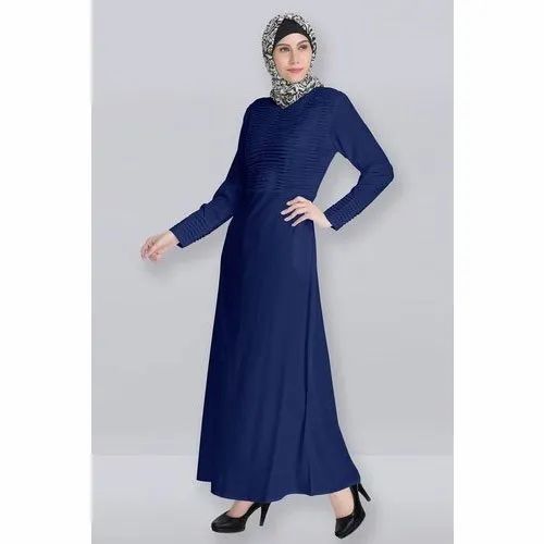 Ladies Blue Casual Abaya - Cotton, All Size, Blue | Anti Wrinkle, Skin Friendly, Comfortable, Washable