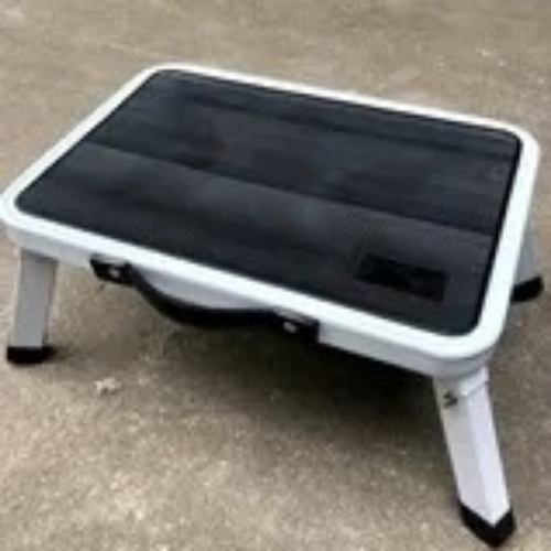 Lightweight folding steel step ladder