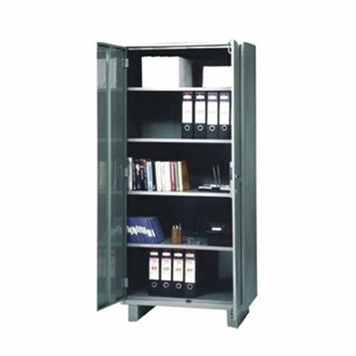 Mild Steel Double Door Cupboard - 6.5 Feet, Grey, 4 Shelves, Hinged Doors | Durable, Eco-Friendly, Free Standing