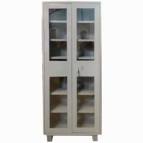 Mild Steel Library Room Cupboard - 78" Height, Gray, Double Hinged Door | Durable, Eco-Friendly, Modern Office