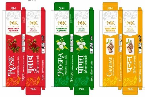 Printed Dhoop Batti Packing Box - Bleached Kraft Paperboard, Customized Size, Multicolor | Glossy Lamination, Moisture Proof, Eco Friendly