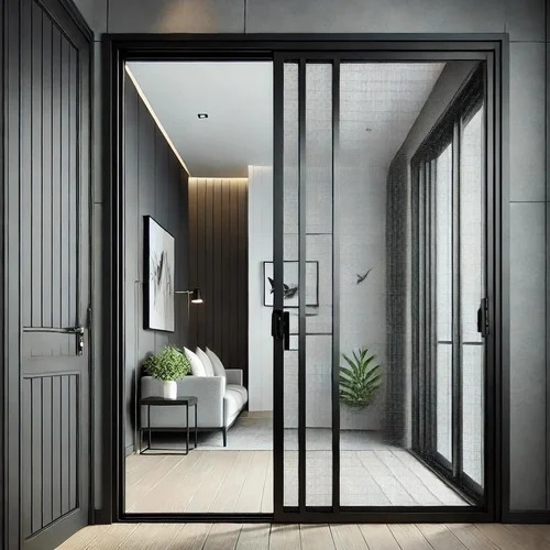 Upvc Mosquito Net Door - UPVC 15mm Frame Thickness Silver Aluminum Customized Size | Hinged Open Style