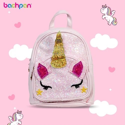 Kids school bag unicorn gillter baby pink for girls