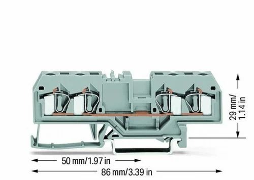 281-652 4-Conductor Through Terminal Block - Copper, Gray, DIN-35 Rail | Industrial Application