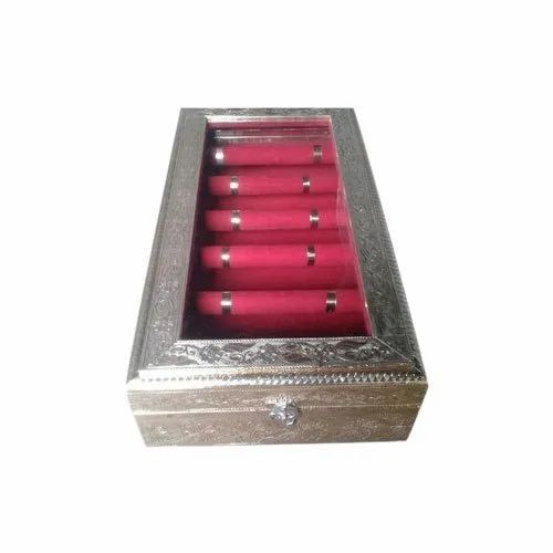 5 Rods Wooden Bangle Box - Wood, 10x16 Inch, Rectangular | Embossed Oxidized, Eco-Friendly, Durable, Lightweight