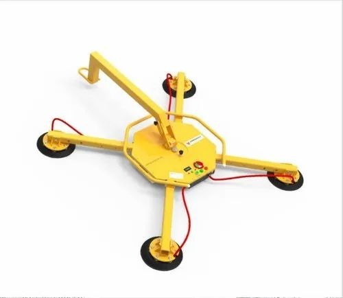 500 Kg Dc Powered Vacuum Glass Lifter - Mild Steel, Yellow, Compressed Air Hydraulic | Industrial Use, New Condition