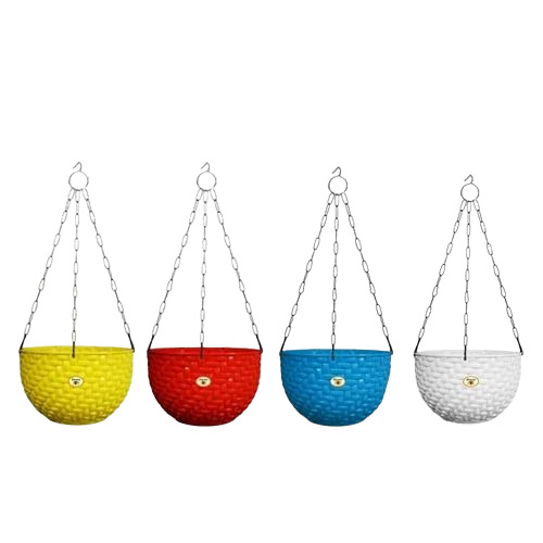 7.5" Round Hanging Pots - Plastic, 7.5 Inch, Multicolor | Durable, Lightweight, Glossy Finish
