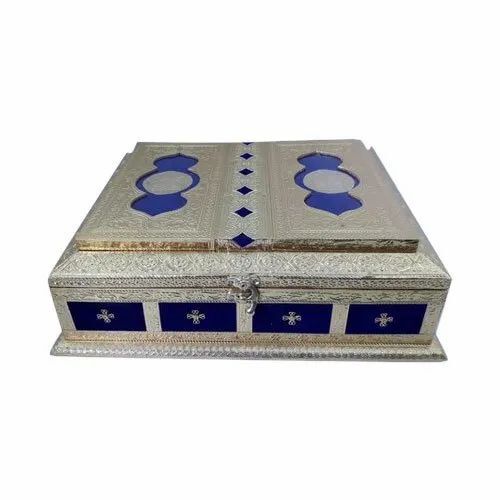 Decorative Wooden Quran Box - Wood 9x12 Inch Multicolor Embossed Oxidised | Durable Lightweight Eco-Friendly