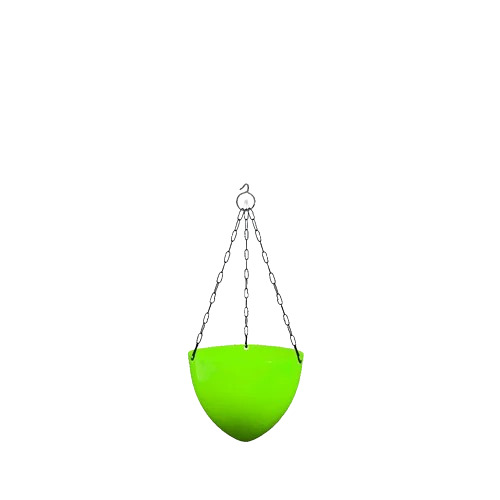 Green Oval Shape Hanging Pot - Plastic 7.5 Inch Green | Glossy Finish Durable Lightweight