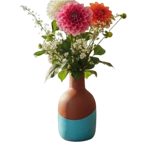 Plain Round Terracotta Painted Vase - Color: Multi Color