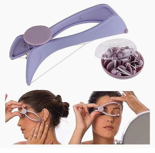 Slique Painless Eyebrow - Plastic, Grey | Manual Threading Hair Remover for Parlour and Home Use