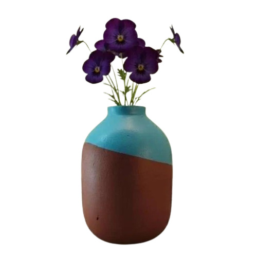 Terracotta Painted Round Vase - Capacity: 1 Kg