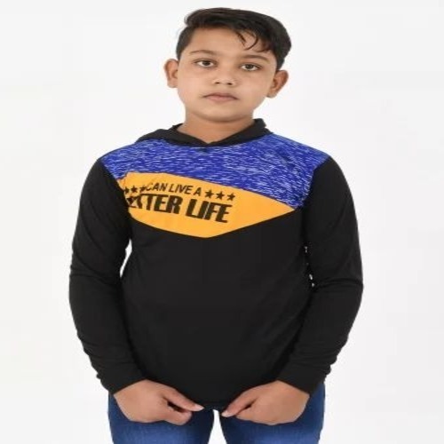 Boys Black Cotton Hoodies