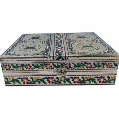 Designer Quran Book Box - Wooden, 9x12 Inch, Multi-Colour | Embossed Oxidised, Meenakari Work, Closed Storage