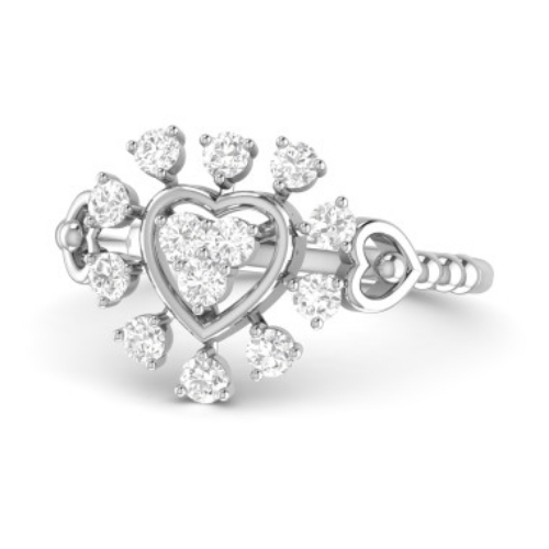 Dimond Rings Jewelery - Natural Diamond Silver, Heart Cut | Women, A Grade, Special Events, Heart Shape