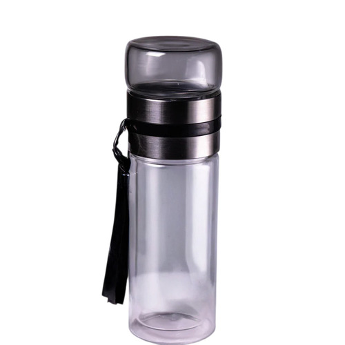 Flip Brew Bottle (375 Ml) - Tea Infuser, Dual Chamber Design For Easy Brewing | The Syuo Cha - Color: Transparent