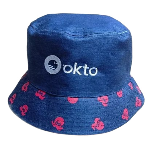 Ladies Bucket Hat - Cotton, Standard Size, Blue, Printed Pattern | Fancy Comfortable Party Hat