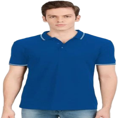 Men Blue Plain T Shirt