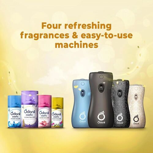 Odonil Exotic Automatic Air Freshener Spray - 225 Ml Bottle, New | Aromatic, Shelf Life 12 Months, Standard Size