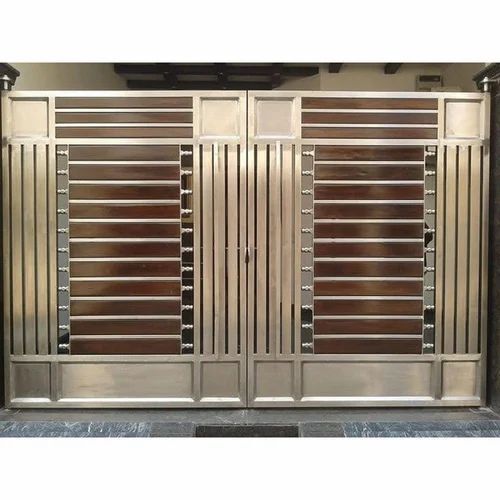 Rust Proof Stainless Steel Main Gate - Customized Size, Silver | Eco Friendly, Rodent Proof, Anti Corrosion, Swing Open Style