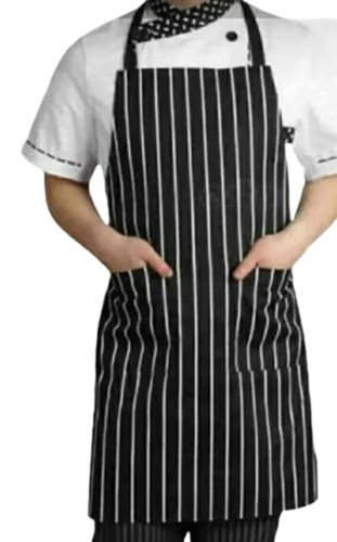 Striped Kitchen Apron - Polyester 70x90 Cm Blue and White | Durable Fine Finished Modern Design Waist Style