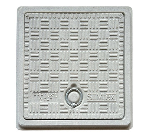 10X10 Inch FRP Manhole Cover - 2.5 Tonne Load, Square Shape, UV Resistant, Anti-Slip Surface, SS Lifting Handles