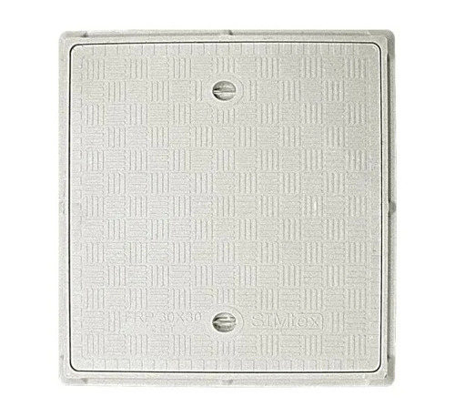 30X30 Inch FRP Square Manhole Cover - 2.5 Tone Capacity, UV Resistant, Anti-Slip Surface, SS Lifting Handles