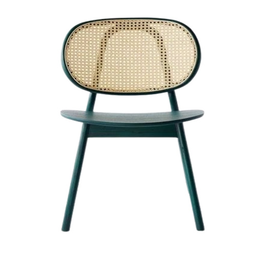 Indigo Elegance: Bottle Green Cane Chair - Wooden Frame, Lounge Chair, Without Armrest, Without Cushion | Eco-Friendly, Water Resistant