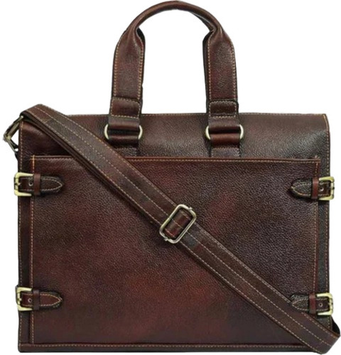 Laptop Leather Bag - Pure Leather, Customized Size, Brown, Zipper Closure | Durable, Fine Finished, Water Resistant, Shoulder Style