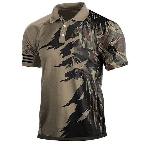 Mens Army T Shirt - Cotton Customized Size Multiple Colors | Lightweight Breathable Polo Collar Short Sleeves